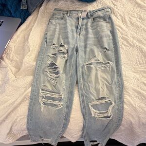 American Eagle Outfitters Ripped Light Blue Mom Jeans